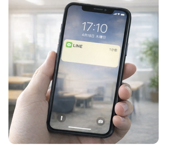 LINEで入退室を自動通知するイメージ